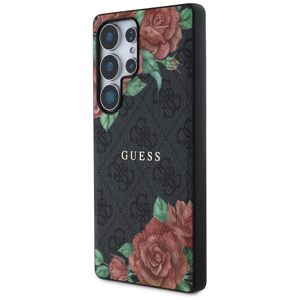 foto_add-313069 Original Case GUESS Leather 4G Flowers Print Metal Classic Logo MagSafe do Samsung Galaxy S25 Ultra black