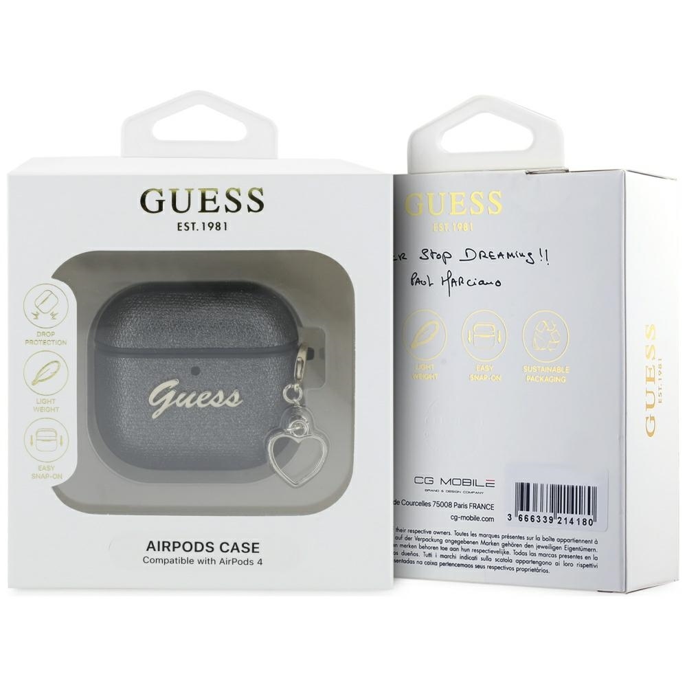 Original Case GUESS Metallic Script Charm for Airpods 4 black