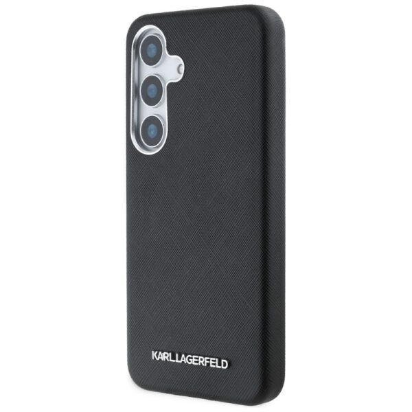 Original Pouch KARL LAGERFELD Saffiano Full Wrapped Elongated Metal Logo MagSafe for Samsung Galaxy S25  black