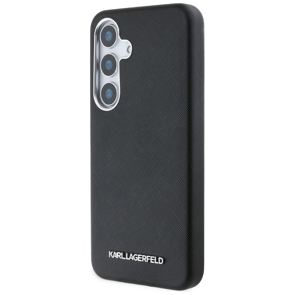 Original Pouch KARL LAGERFELD Saffiano Full Wrapped Elongated Metal Logo MagSafe for Samsung Galaxy S25  black