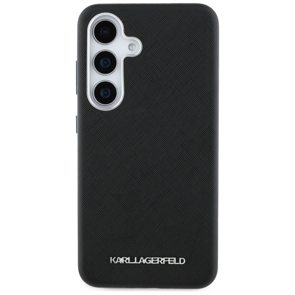 Original Pouch KARL LAGERFELD Saffiano Full Wrapped Elongated Metal Logo MagSafe for Samsung Galaxy S25  black