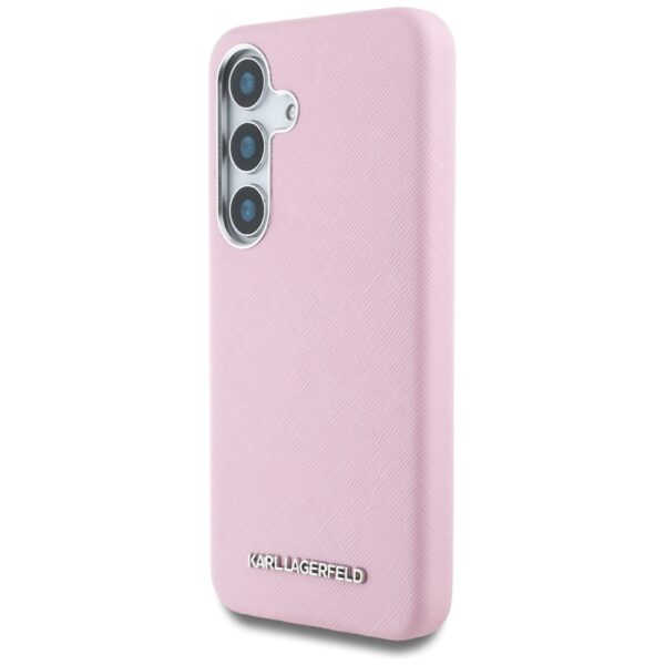 Original Pouch KARL LAGERFELD Saffiano Full Wrapped Elongated Metal Logo MagSafe for Samsung Galaxy S25  pink