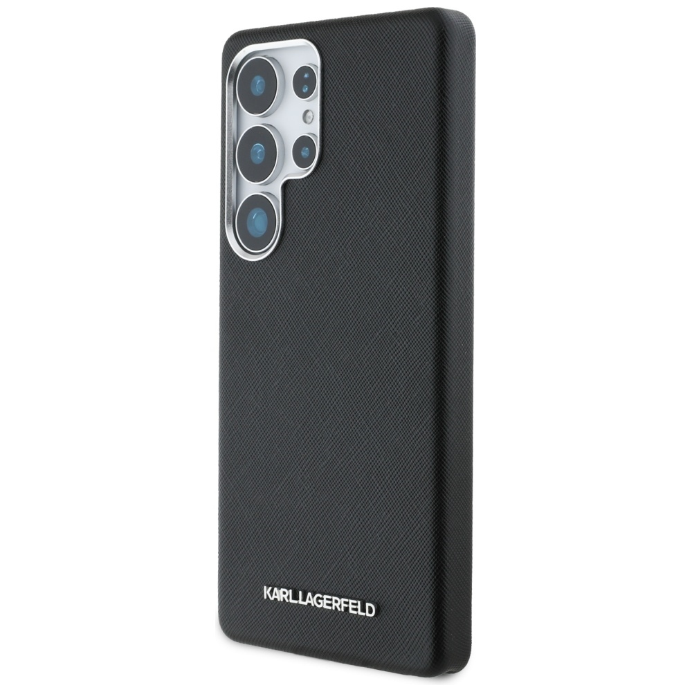 Original Pouch KARL LAGERFELD Saffiano Full Wrapped Elongated Metal Logo MagSafe for Samsung Galaxy S25  Ultra black