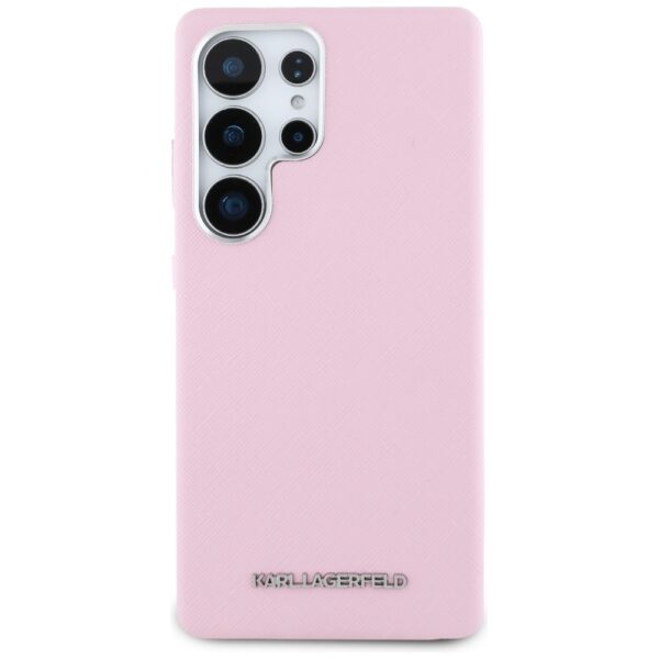 Original Pouch KARL LAGERFELD Saffiano Full Wrapped Elongated Metal Logo MagSafe for Samsung Galaxy S25  Ultra pink