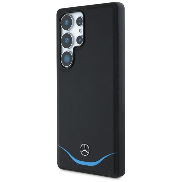 Original Case MERCEDES Leather Contrasted Blue Horizontal Curve MagSafe for Samsung Galaxy S25 Ultra black