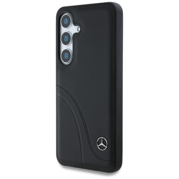 Original Case MERCEDES Leather Curved Stitches for Samsung Galaxy S25 black