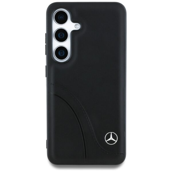 Original Case MERCEDES Leather Curved Stitches for Samsung Galaxy S25 black