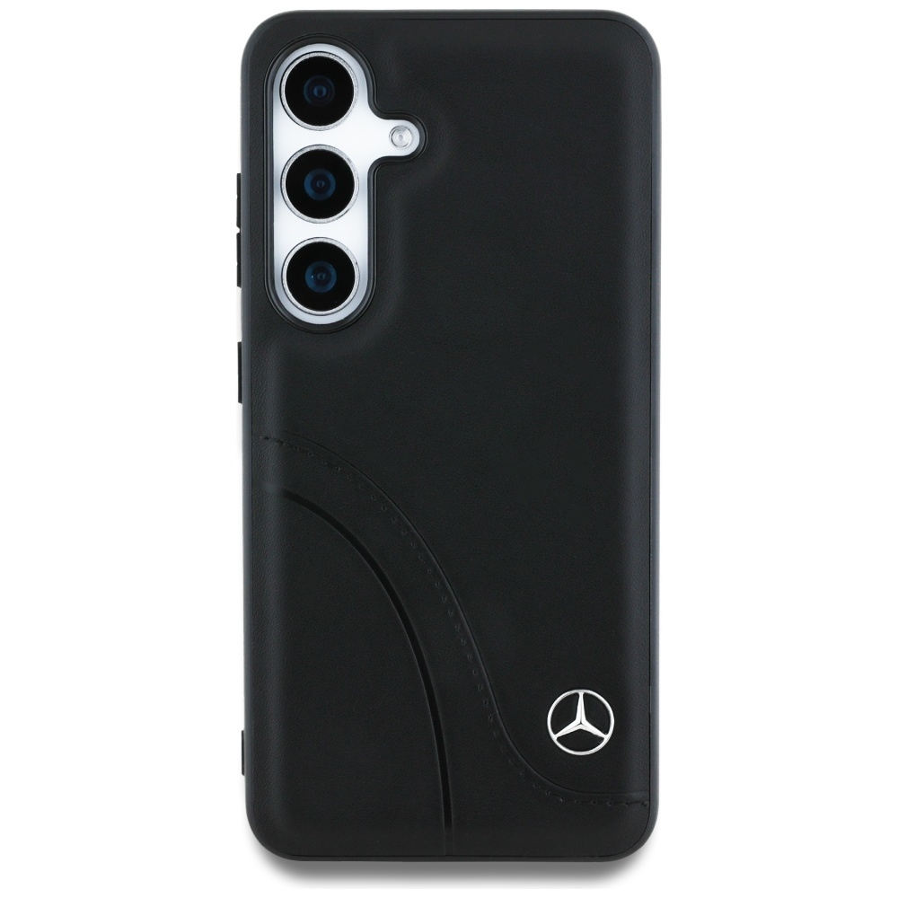 Original Case MERCEDES Leather Curved Stitches for Samsung Galaxy S25 black