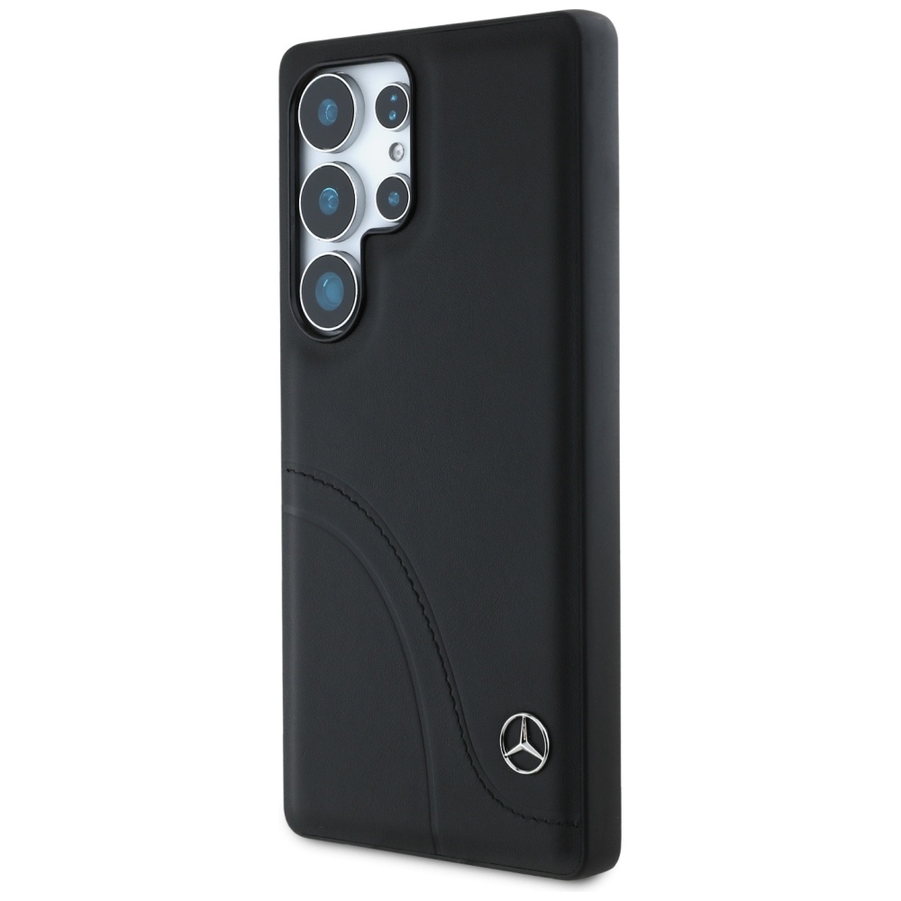 Original Case MERCEDES Leather Curved Stitches for Samsung Galaxy S25 Ultra black