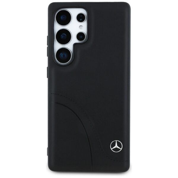 Original Case MERCEDES Leather Curved Stitches for Samsung Galaxy S25 Ultra black