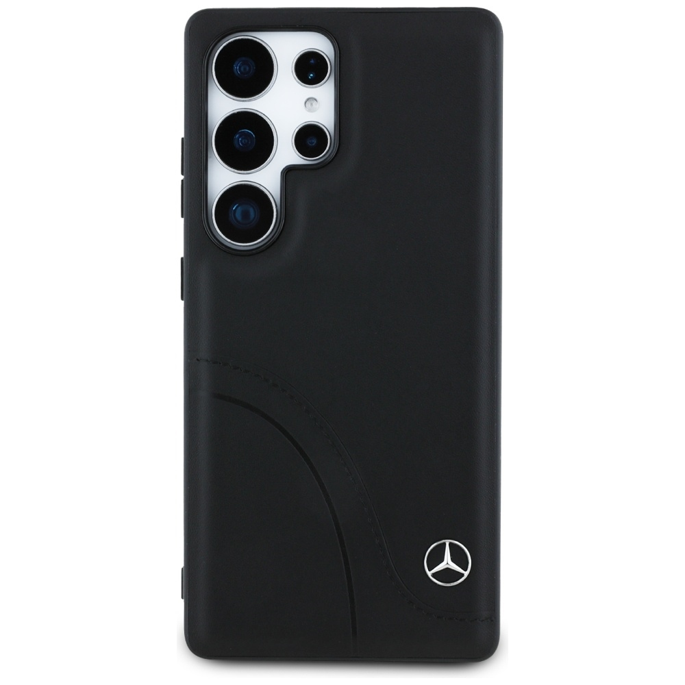 Original Case MERCEDES Leather Curved Stitches for Samsung Galaxy S25 Ultra black