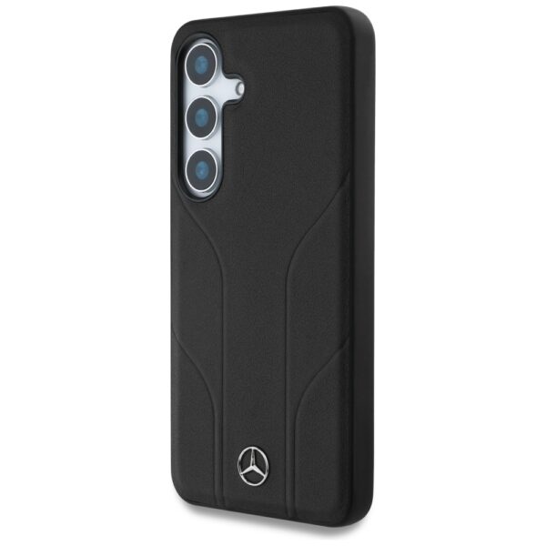 Original Case MERCEDES Leather Debossed Lines Magsafe for Samsung Galaxy S25 black