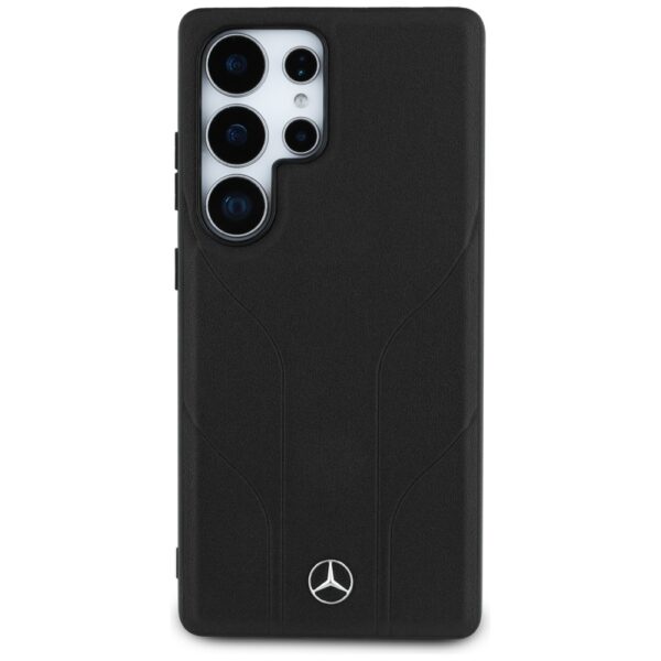 Original Case MERCEDES Leather Debossed Lines Magsafe for Samsung Galaxy S25 Ultra black