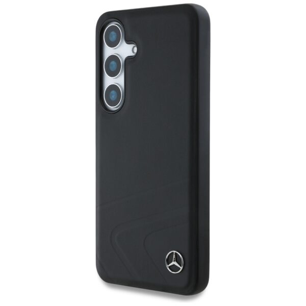 Original Case MERCEDES Leather Horizontal Debossed Curves MagSafe for Samsung Galaxy S25 black