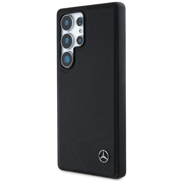 Original Case MERCEDES Leather Horizontal Debossed Curves MagSafe for Samsung Galaxy S25 Ultra black