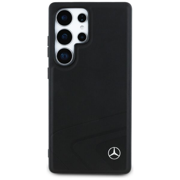 Original Case MERCEDES Leather Horizontal Debossed Curves MagSafe for Samsung Galaxy S25 Ultra black
