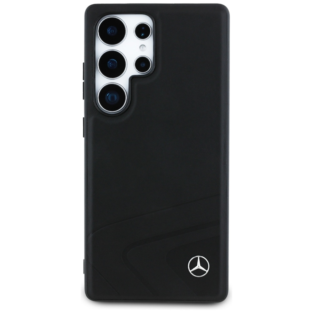 Original Case MERCEDES Leather Horizontal Debossed Curves MagSafe for Samsung Galaxy S25 Ultra black