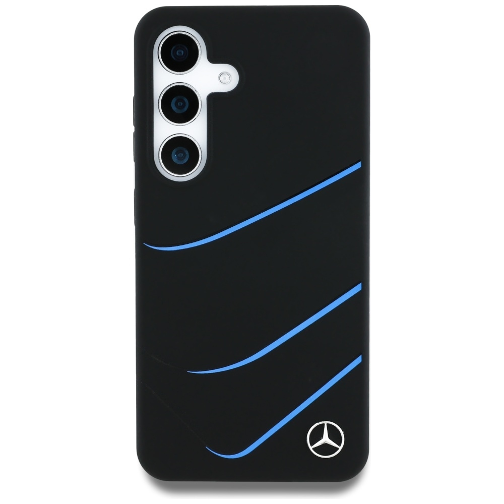 Original Case MERCEDES Silicone Contrasted Curves MagSafe for Samsung Galaxy S25 black