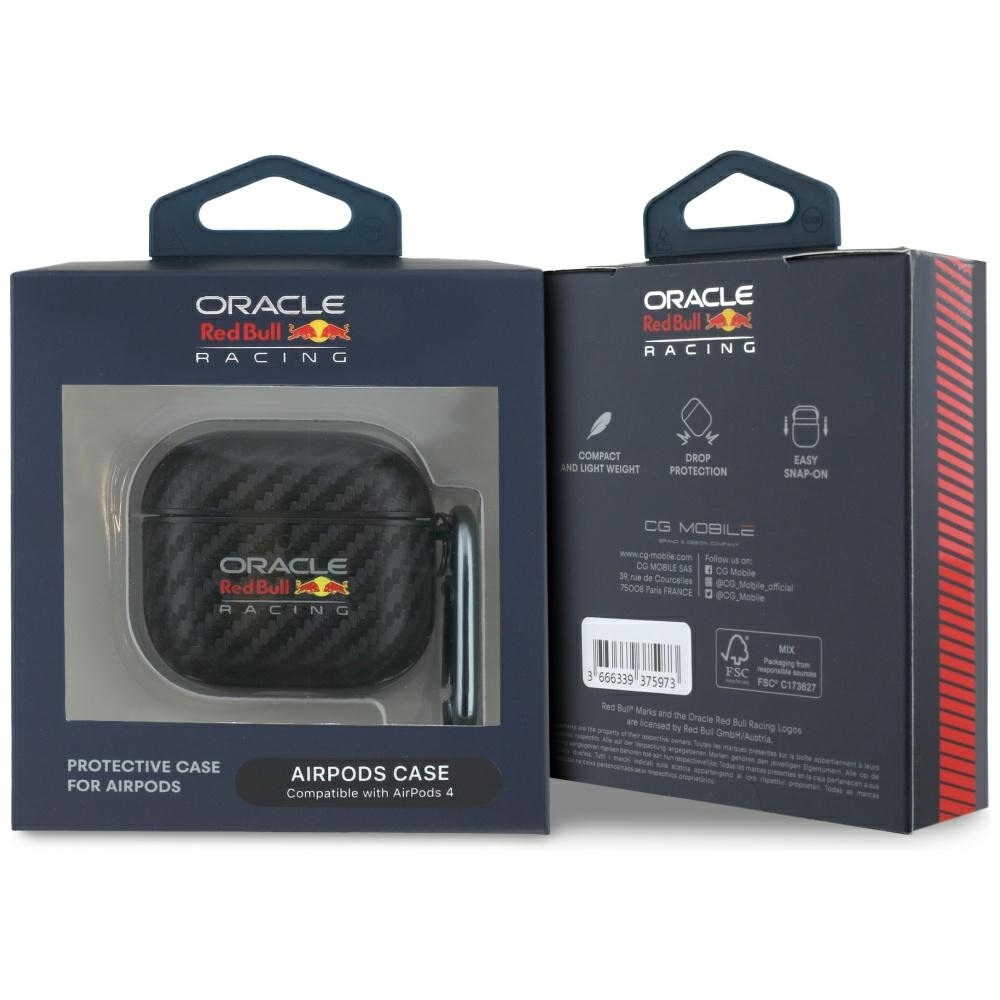 Original Case RED BULL PU Carbon Logo for Airpods 4 black
