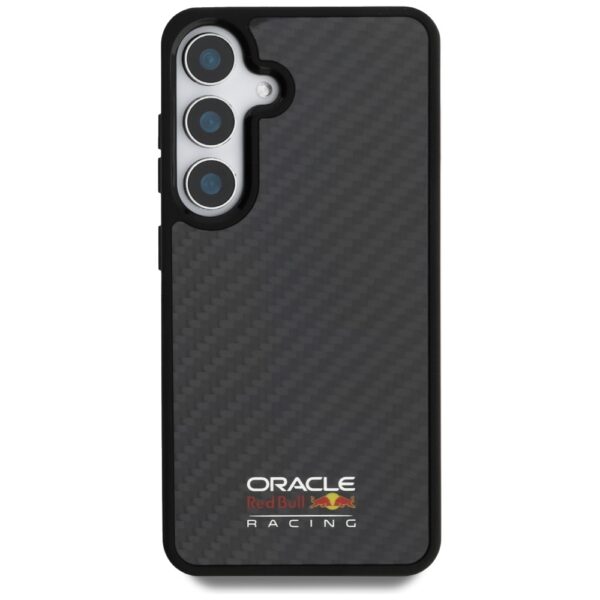Original Case RED BULL Real Carbon Fiber Shiny Logo MagSafe for Samsung Galaxy S25 black