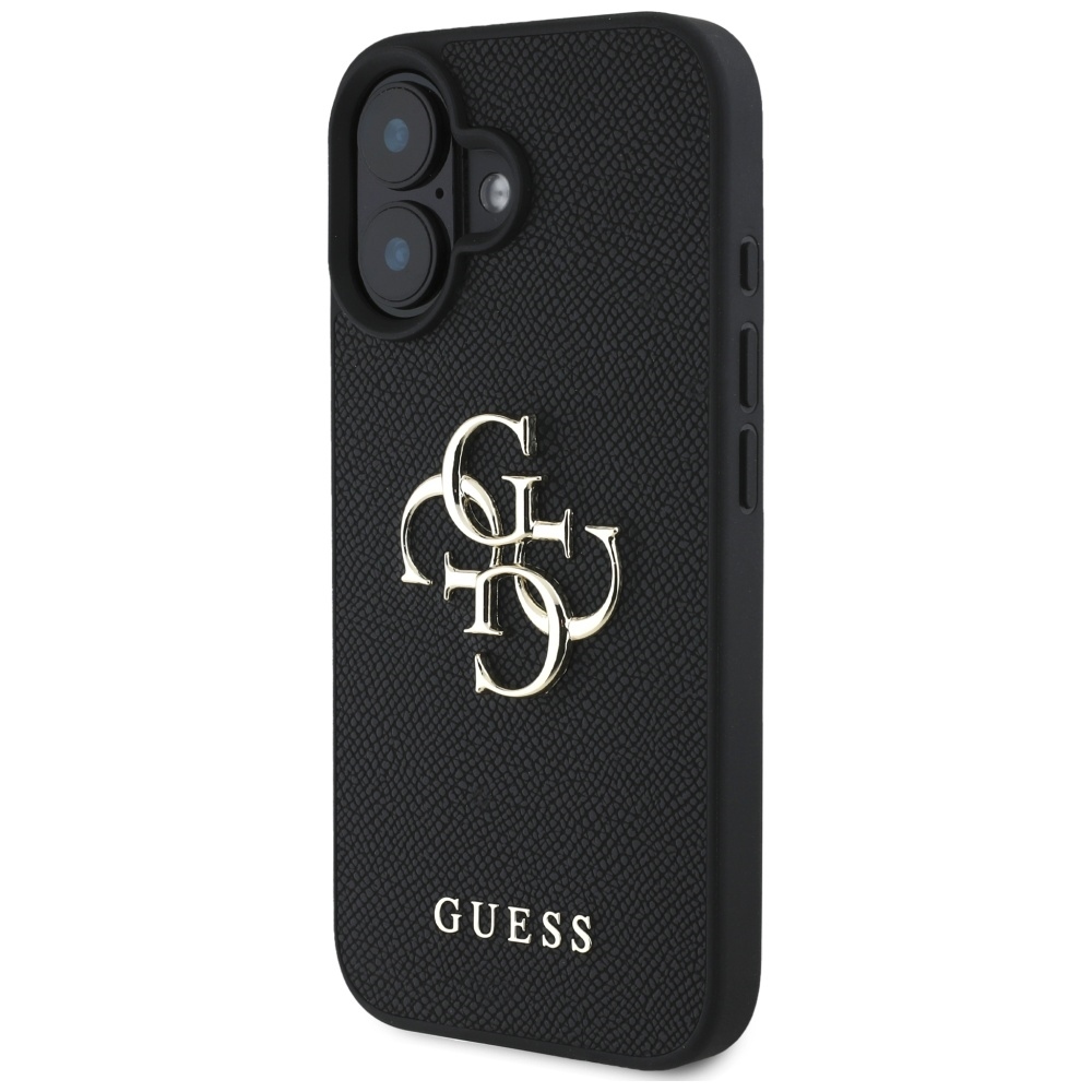 Original Case GUESS Grained Big 4G Logo Small Classic Logo do Iphone 16 black