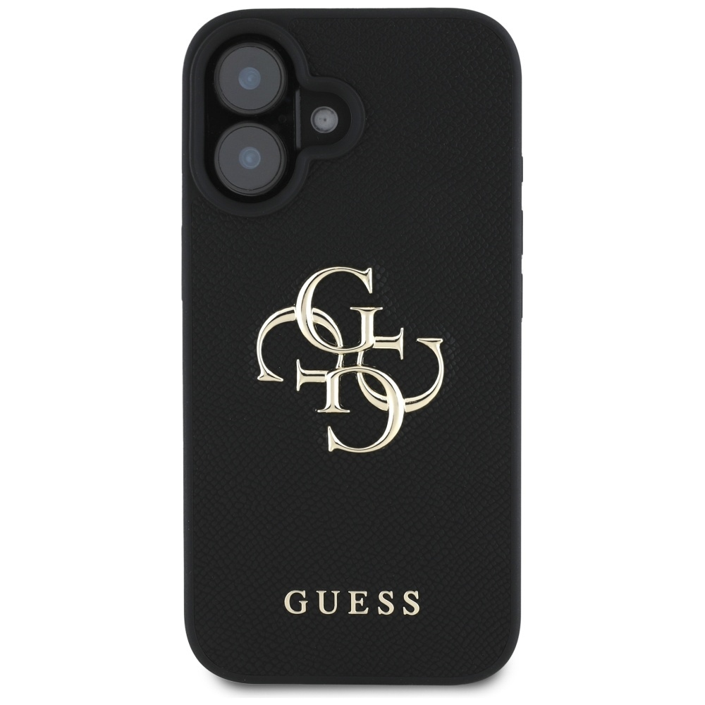 Original Case GUESS Grained Big 4G Logo Small Classic Logo do Iphone 16 black