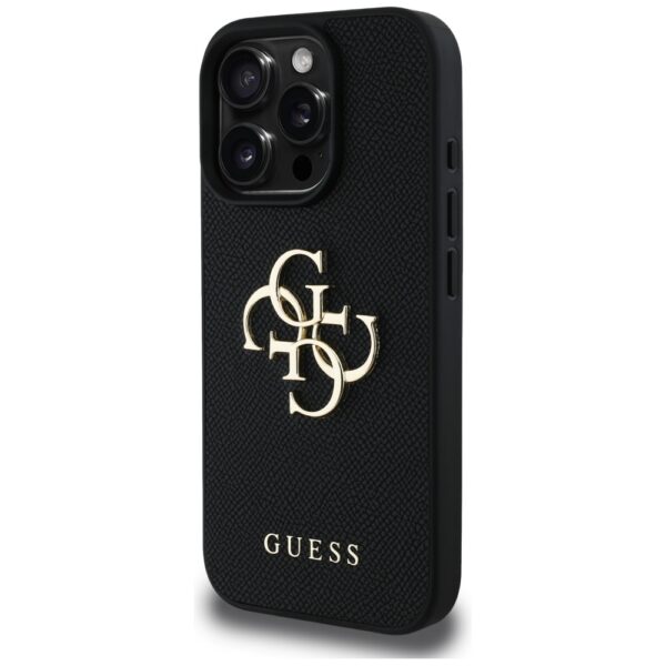 Original Case GUESS Grained Big 4G Logo Small Classic Logo do Iphone 16 Pro Max black