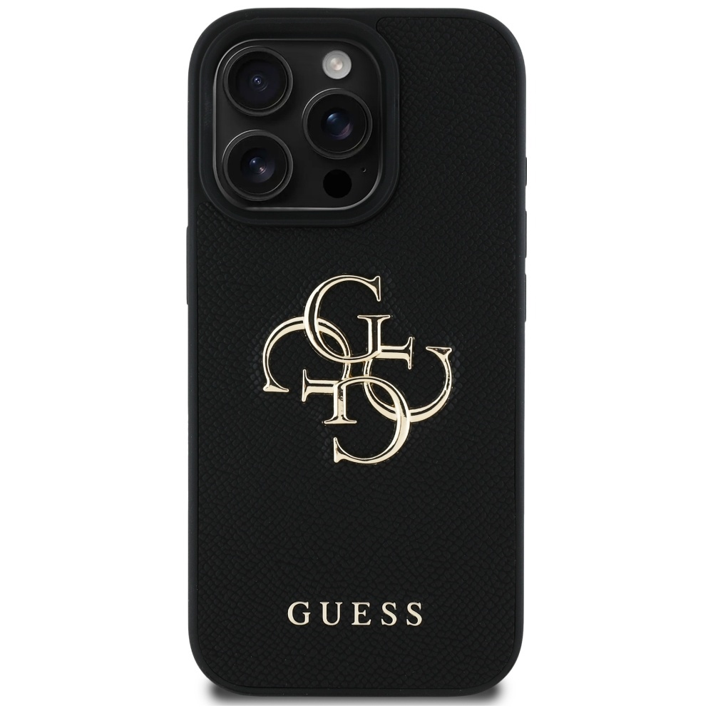 Original Case GUESS Grained Big 4G Logo Small Classic Logo do Iphone 16 Pro Max black