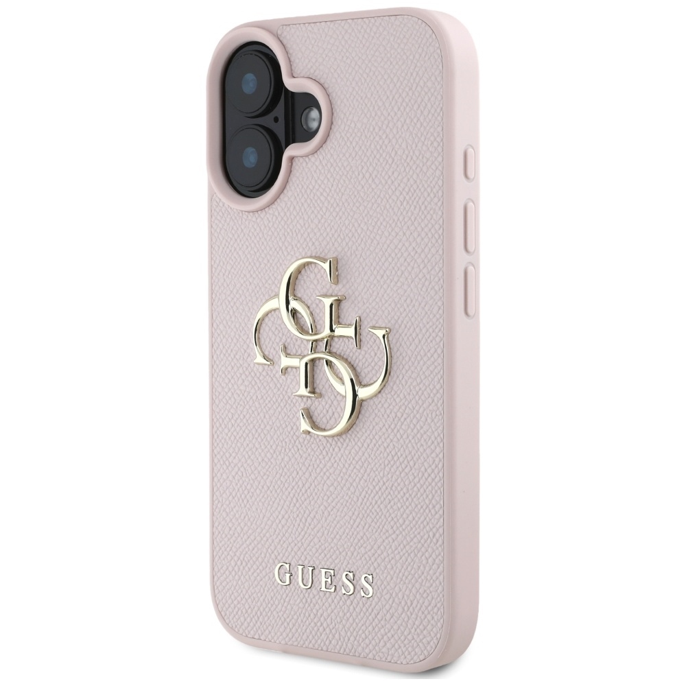 Original Case GUESS Grained Big 4G Logo Small Classic Logo do Iphone 16 pink