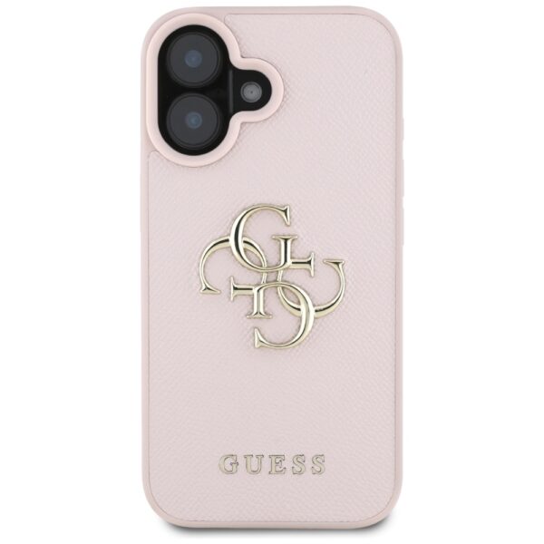 Original Case GUESS Grained Big 4G Logo Small Classic Logo do Iphone 16 pink