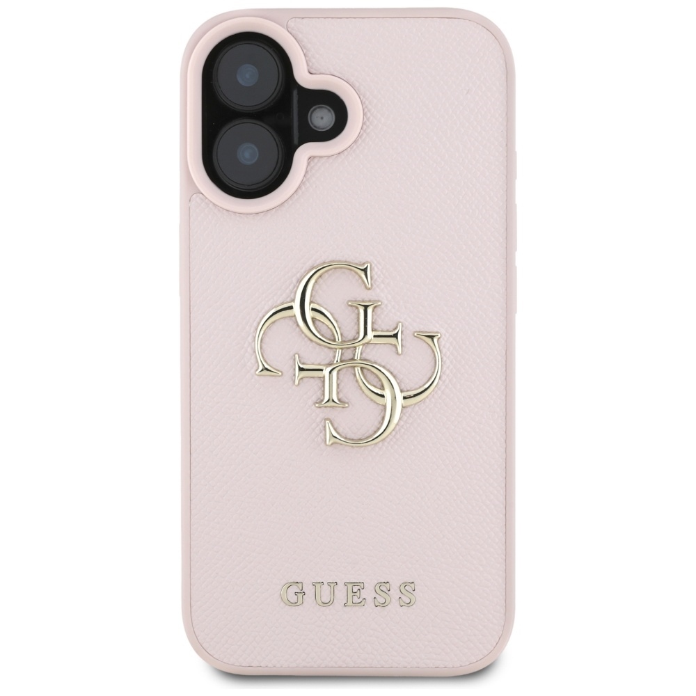 Original Case GUESS Grained Big 4G Logo Small Classic Logo do Iphone 16 pink