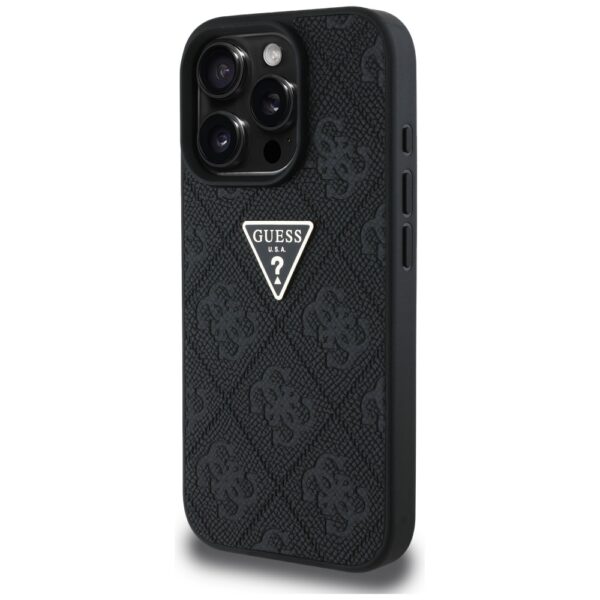 Original Case GUESS Hot Stamp 4G Pattern Triangle Metal Logo for Iphone 16 Pro black