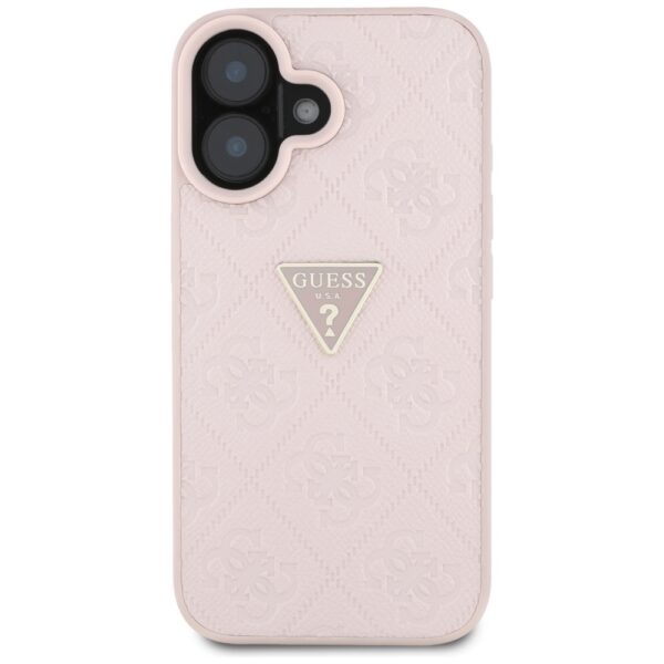 Original Case GUESS Hot Stamp 4G Pattern Triangle Metal Logo for Iphone 16 pink