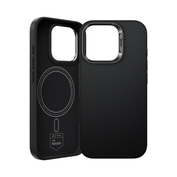 Benks Magnetic Armor Pro Camera Control Kevlar Case Metal Frame 600D (D065) for Iphone 16 Pro black (Camera Control Button)