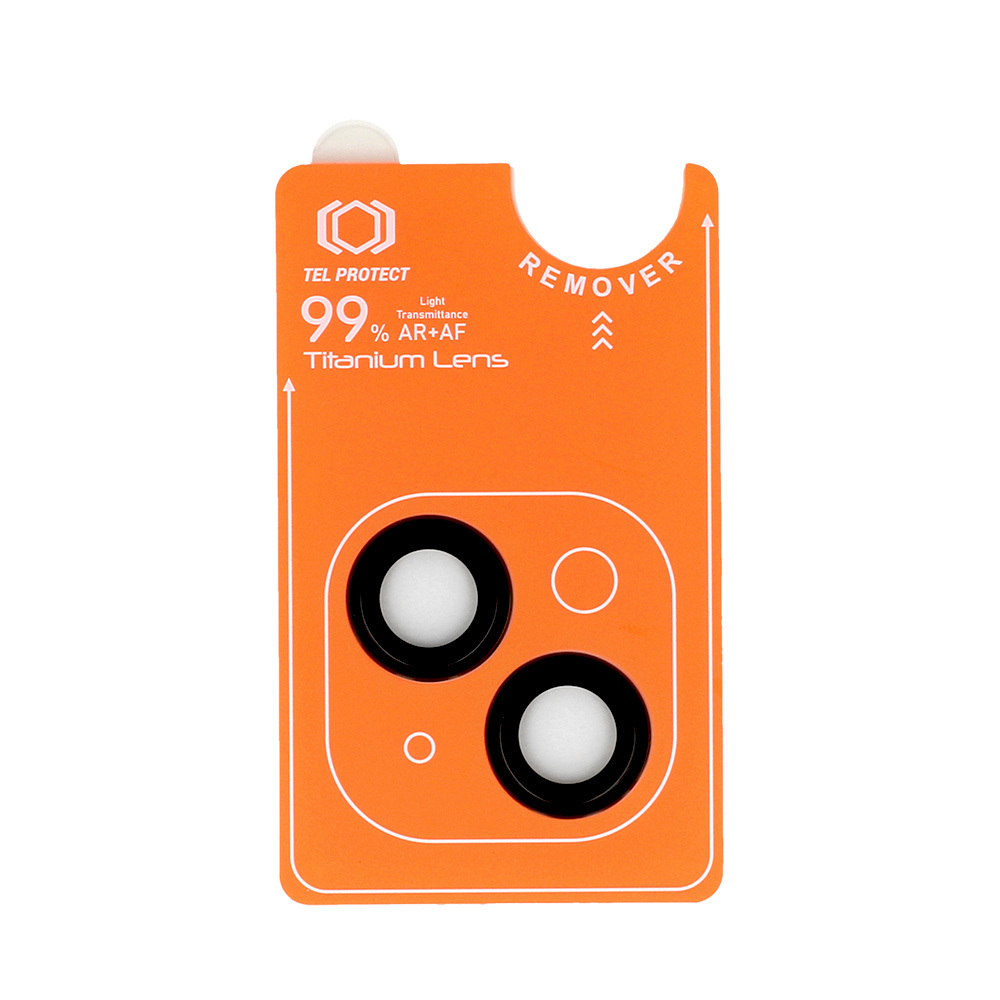 Tempered glass Tel Protect Titanium Lens 99% AR on camera for Iphone 15/15 Plus black (lens 2 pcs)