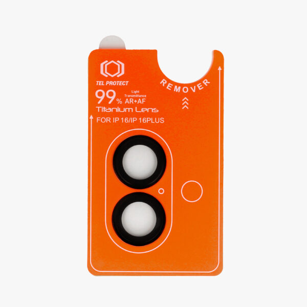Tempered glass Tel Protect Titanium Lens 99% AR on camera for Iphone 16/16 Plus black (lens 2 pcs)