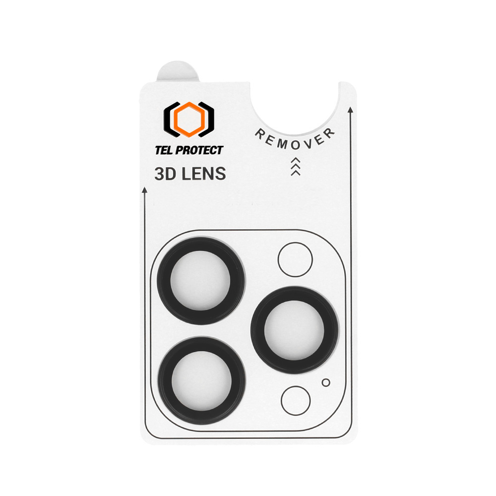 Tempered glass Tel Protect 3D Lens on camera for Iphone 13 Pro/13 Pro Max black (lens 3 pieces)