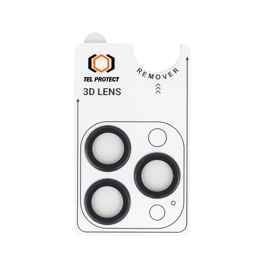 Tempered glass Tel Protect 3D Lens on camera for Iphone 14 Pro/14 Pro Max purple (lens 3 pieces)