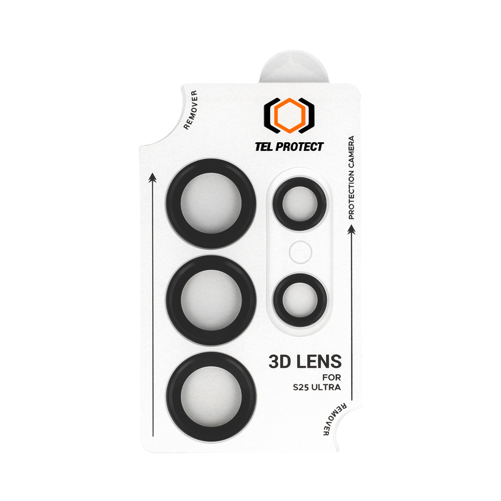 Tempered glass Tel Protect 3D Lens on camera for Samsung Galaxy S24 Ultra black (lens 5 pieces)
