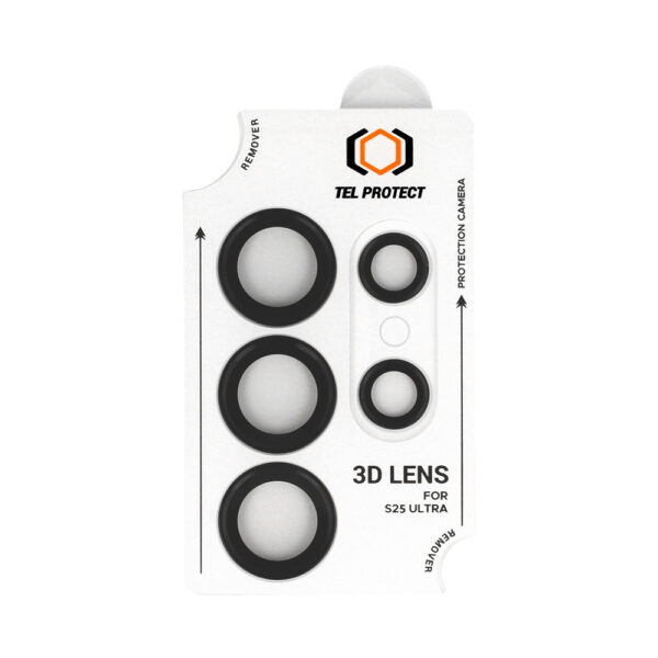 Tempered glass Tel Protect 3D Lens on camera for Samsung Galaxy S25 Ultra black (lens 5 pieces)