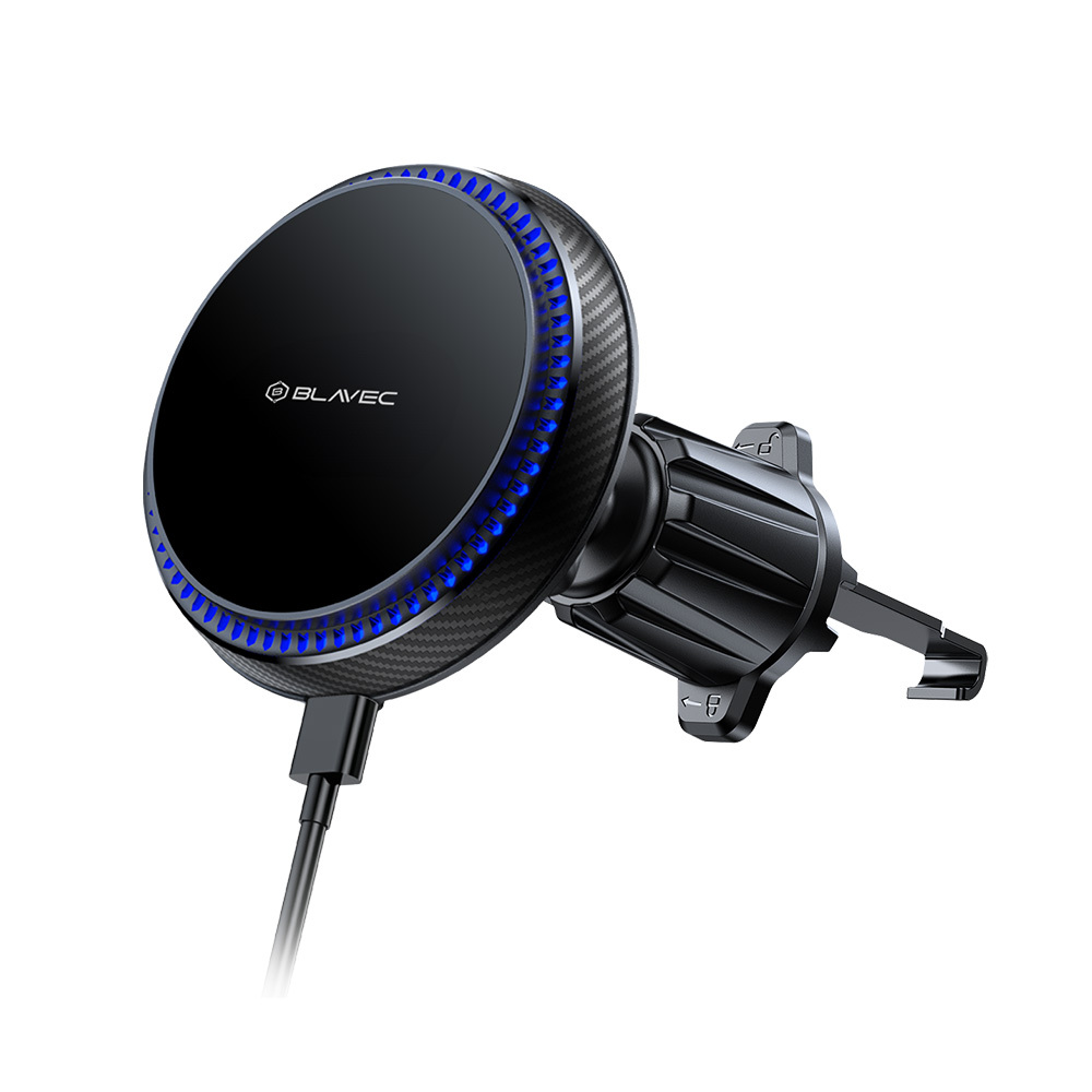 Blavec Car Mount BH-05 Magnetic with 15W MagSafe Wireless Charging and Cooling Fan System for Air Vent (BH05-MAVIB) – Black