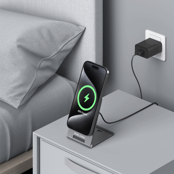 Blavec Ładowarka indukcyjna BQI-01 Qi2 15W magnetic Magsafe + Raptor cable type C to type C (BQI01-QI2MS) srebrna