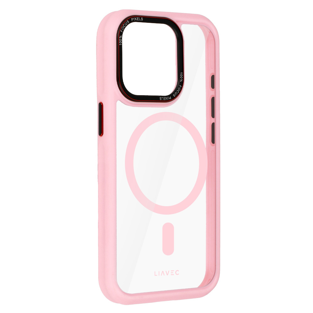 Liavec Hybrid Magsafe Clear Case for Iphone 15 Pro jasnoróżowy