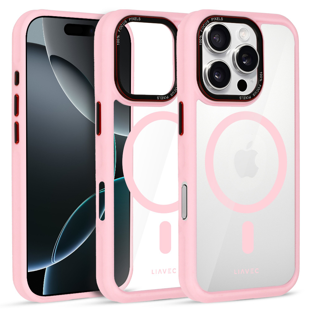 Liavec Hybrid Magsafe Clear Case for Iphone 16 Pro light pink