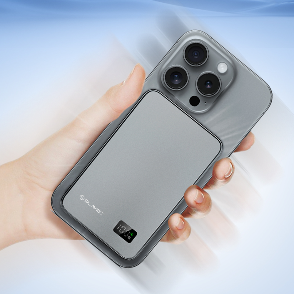 Blavec Power Bank 5000mAh BJ-01 Ultra Slim 7,8mm - Type C - 22,5W magnetic Magsafe 3 in 1 (PBBJ01-MC5G) grey