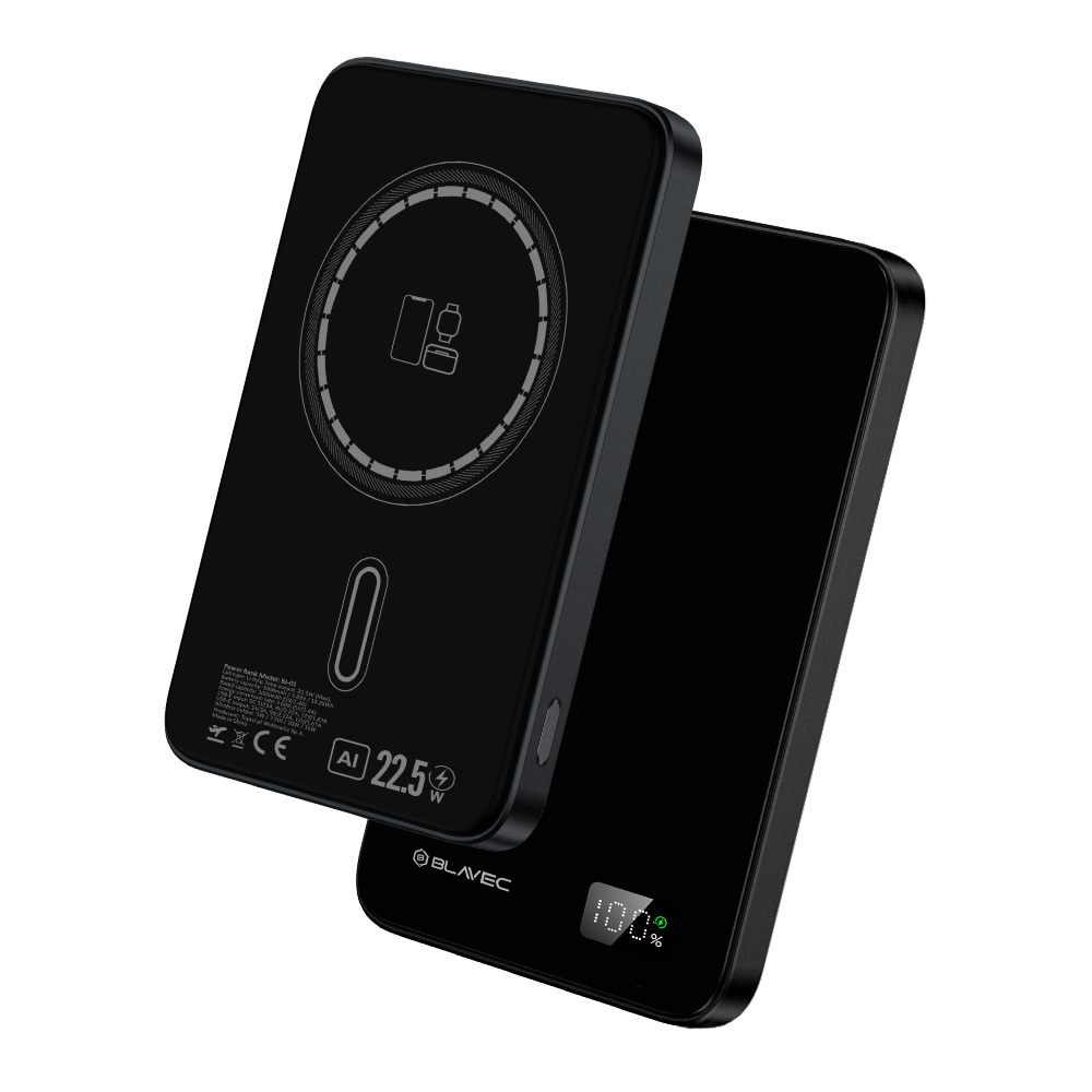 Blavec Power Bank 5000mAh BJ-02 Ultra Slim 7,8mm - Type C - 22,5W magnetic Magsafe 3 in 1 (PBBJ02-MC5B) black