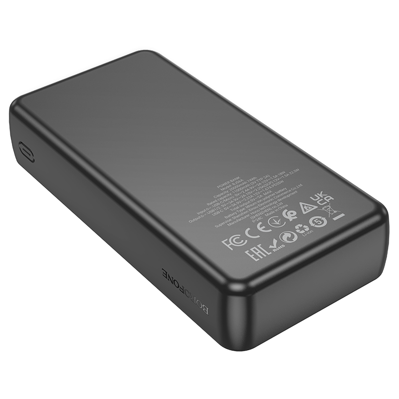 Borofone Power Bank 20000mAh BJ56A Graceful - 2xUSB + Type C - QC 3.0 22,5W PD 20W black