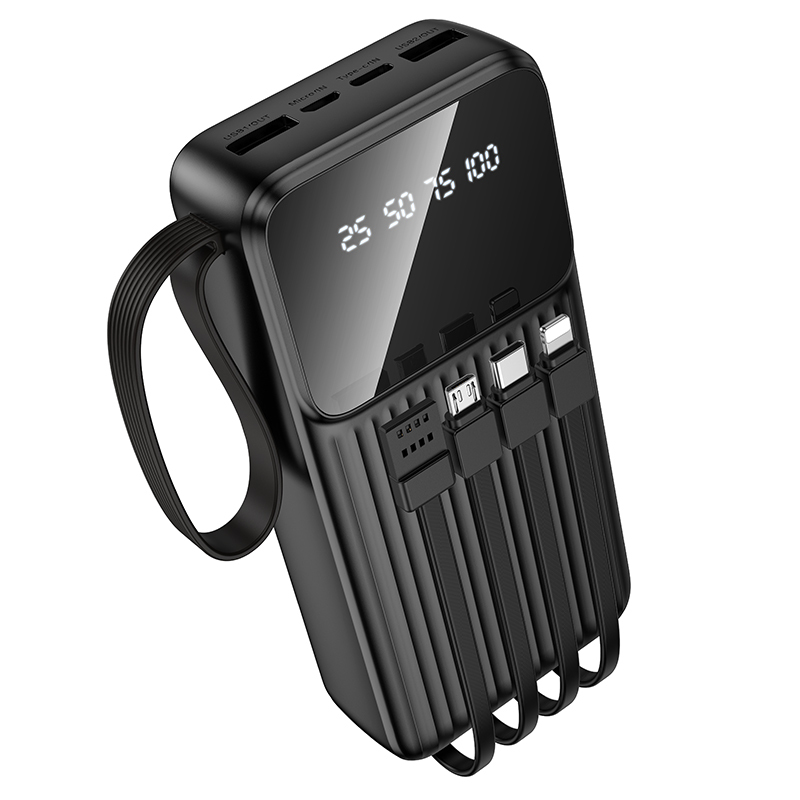 Borofone Power Bank 20000mAh BJ76A Smart - 2xUSB - with Type C, Lightning and Micro USB cables black