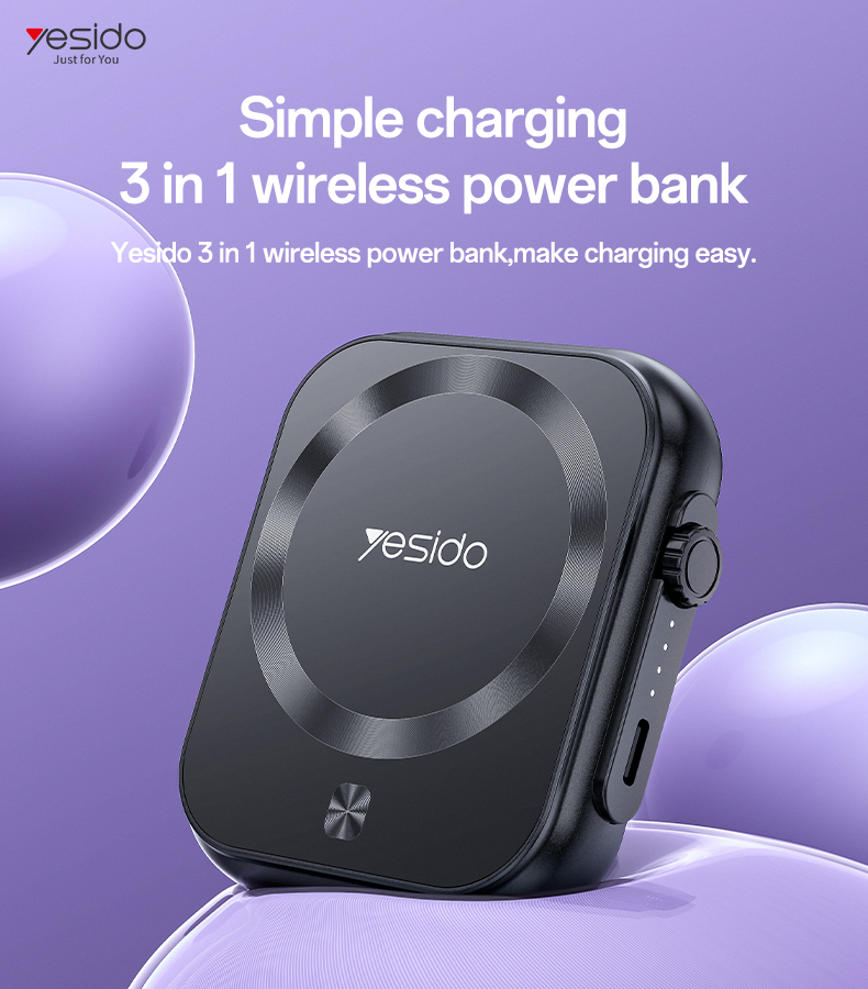 Benks Power bank 5000mAh YP59 3 in 1 - Type C - magnetic, induction 15W black