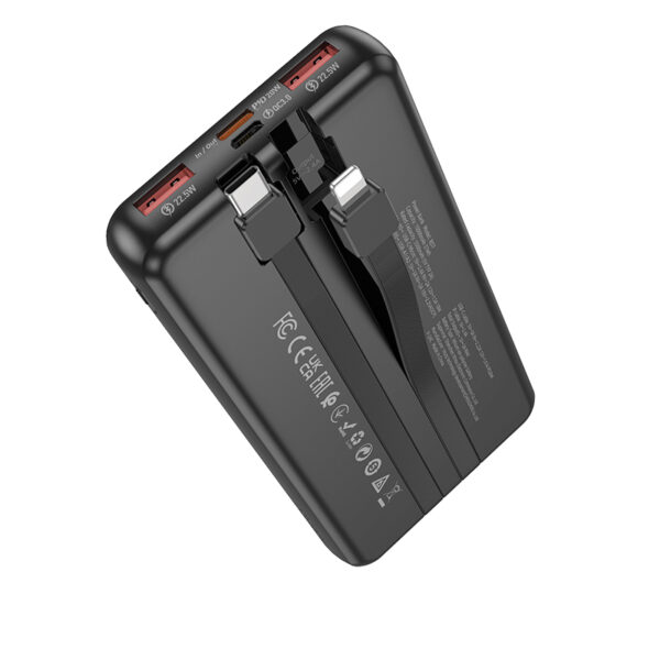 Borofone Power Bank 10000mAh BJ57 Graceful - 2xUSB + Type C - QC 3.0 22,5W PD 20W with Type C and Lightning cables black